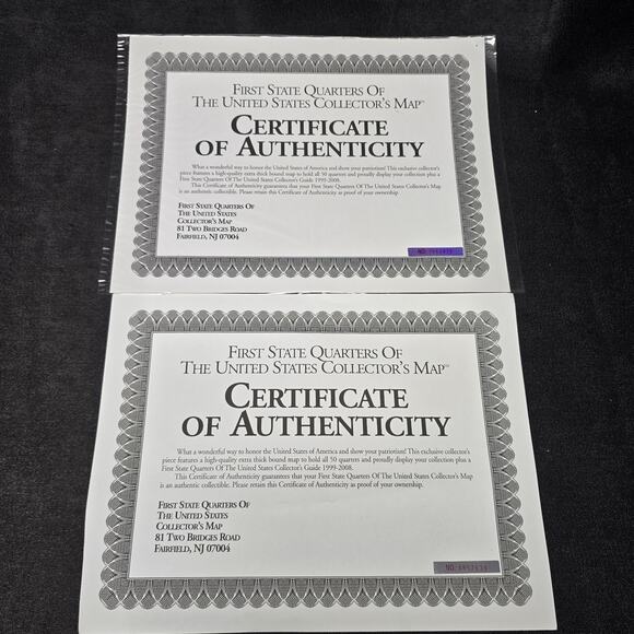 First State Quarters Collectors Map Guide & COA x2 - Picture 9 of 10